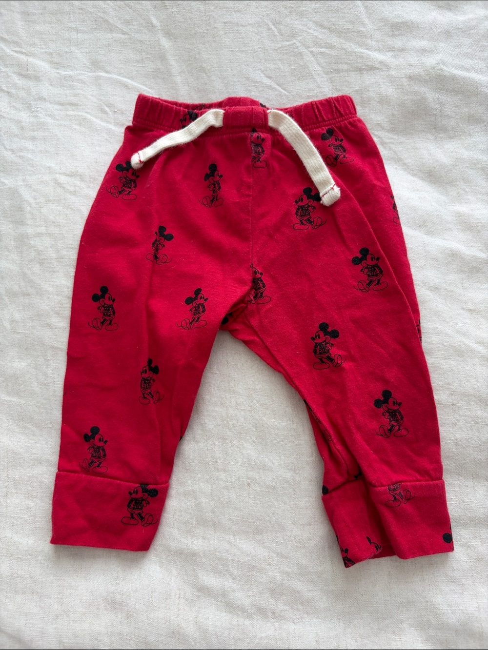 GAP Red Mickey Mouse Leggings with Black Print